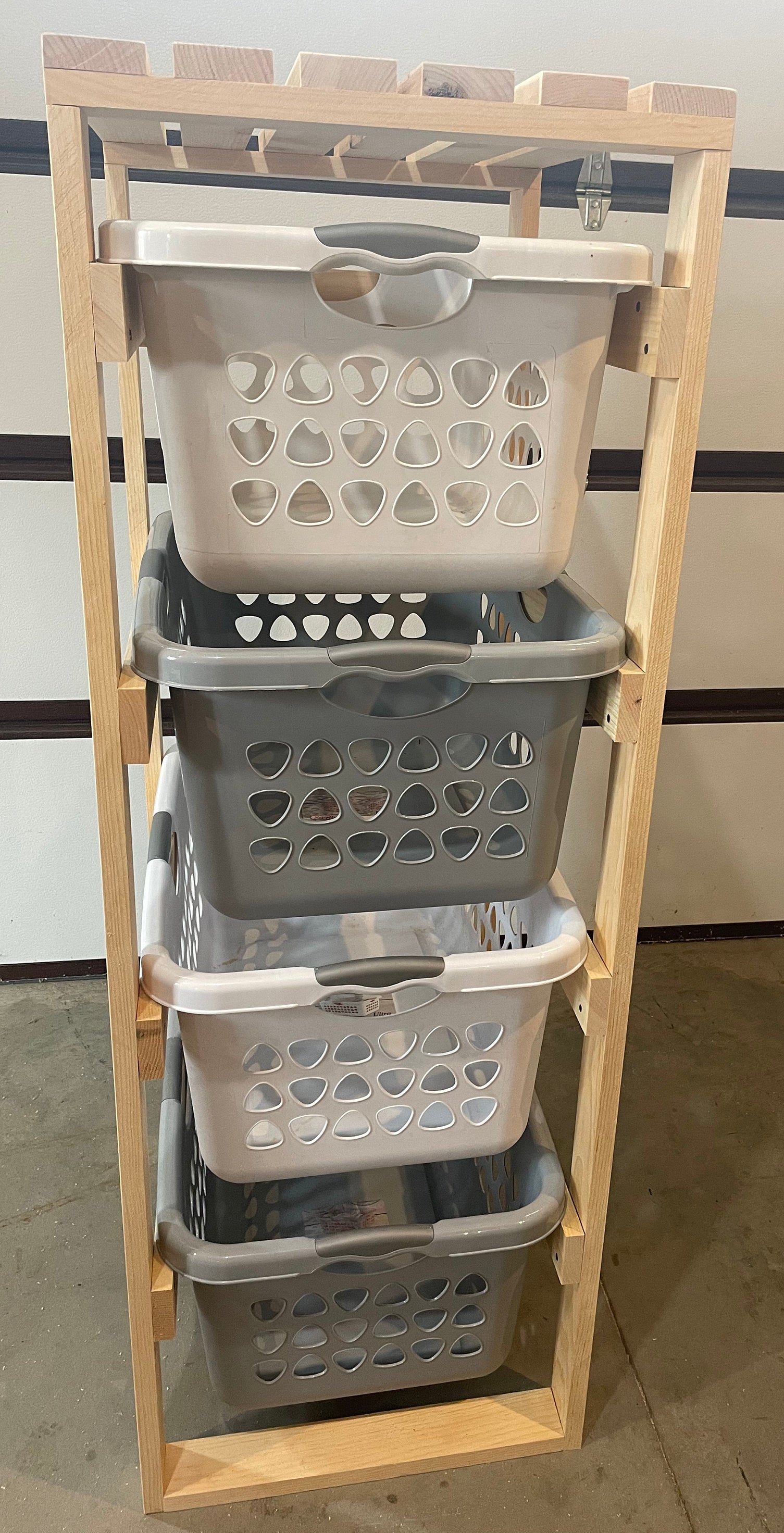 3 Tier Laundry Basket Holder (1.5 Bushel) – Smith and Son Woodworking LLC